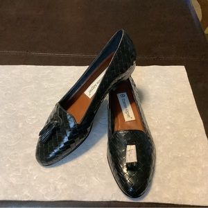 Etienne Aigner Black Woven Loafers